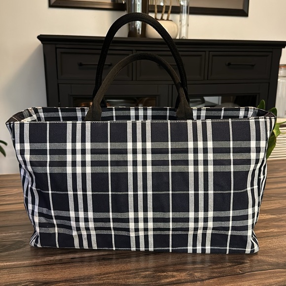 Burberry Navy Plaid Overnight Bag - Picture 2 of 6